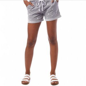 Alternative Women Gray Shorts Elastic Drawstring Waist Sewn Cuffs Star Print XS